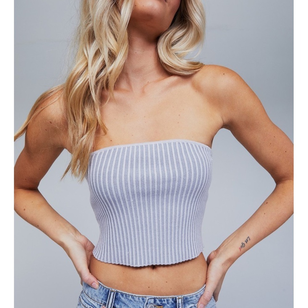 RSQ Womens Sleeveless Plated Rib Tube Top Gray Silver XL Tillys NWT